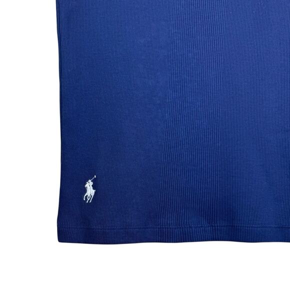 Polo Ralph Lauren Navy Blue Ribbed Red White Trim Logo Slim Fit Baby Tee - Picture 9 of 13